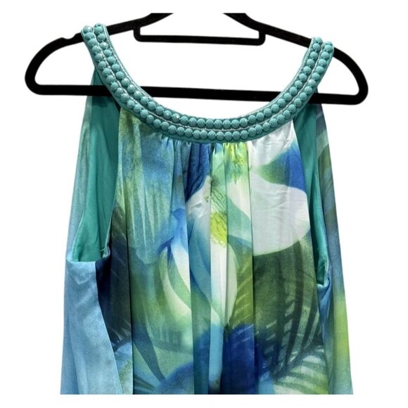 Robbie Bee Sleeveless Tropical Halter Necklace Dress Breezy Resortwear 12… - Picture 2 of 8
